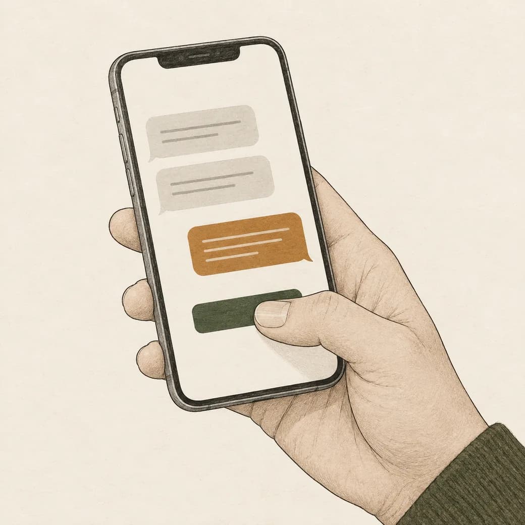 Le plombier sur un chantier, téléphone à la main, qui valide le rendez-vous proposé par son agent